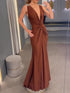 Elegant Deep V-Neck Evening Dress for Timeless Sophistication - Florence Luxe