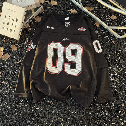 Retro American Street V-neck Long-sleeved.