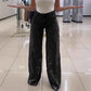 Y2K Lace Flowers Jeans High Waist Straight Wide Leg Pants for Women