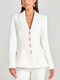 White Blazer and Trousers Suit - Stylish Single Breasted 2-Piece Set
