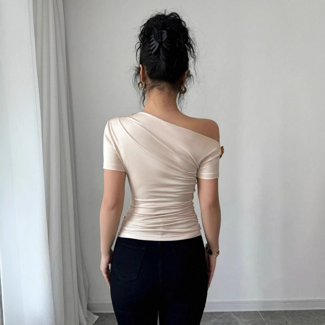 Casual Solid Color Hoodie Shorts Suit for Women with Irregular Hem Slimming T-shirt - Florence Luxe