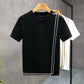 Striped Knitted Summer T-Shirt for Men - Youth Slim Fit High-end Retro Short Sleeve
