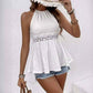 Elegant Pure Color Halter Lace Slim Fit Slimming Top Women