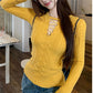 Fashion Design Long Sleeve Slimming Hollow Elegant Sweater Top for Women - Diagonal Collar Casual Hoodie Shorts Suit - Florence Luxe