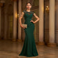 Elegant Sleeveless Round Neck Sequins Slim-fit Sheath Banquet Fishtail Evening Dress
