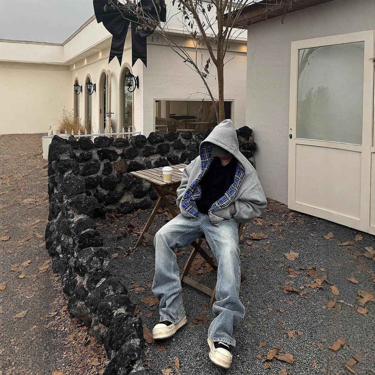 Stitching Double-sided Wear Special-interest Design Hooded Sweater