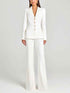 White Blazer and Trousers Suit - Stylish Single Breasted 2-Piece Set