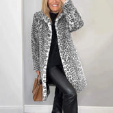 Fall Winter Leopard Print Mid-Length Coat for Cozy Style - Florence Luxe