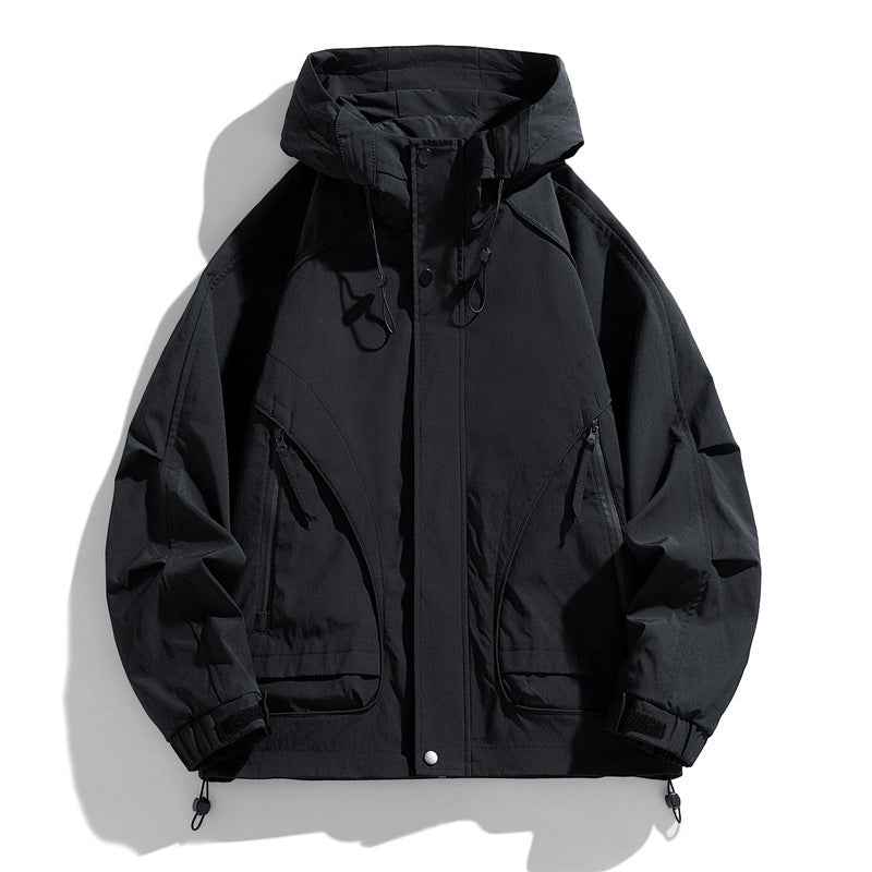 Spring And Autumn High-grade Simple Versatile Trench Coat Windproof Hood Jacket