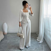 Elegant High-end Long-sleeved Shirt And Trousers Two-piece Set For Women