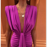 Solid Color Lace High Waist Dress for an Elegant V-neck Style - Florence Luxe