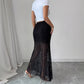 Lace High Waist Slimming Dress for Fall Winter - Flattering Sheath Skirt