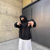 Double-layer Masked Hooded Loose Zip Men&