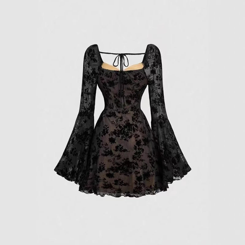 Black Floral Lace Skirt A-Line Short Top for Elegant Style - Florence Luxe