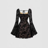 Black Floral Lace Skirt A-Line Short Top for Elegant Style - Florence Luxe