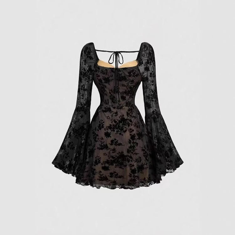Black Floral Lace Skirt A-Line Short Top for Elegant Style - Florence Luxe