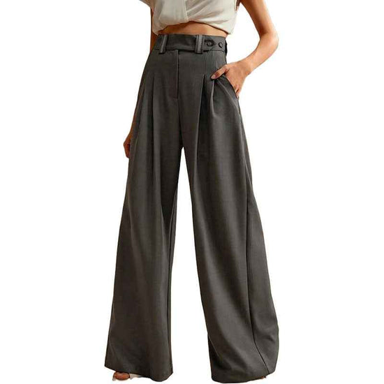 High Waist Wide-Leg Trousers for Women - Temperament Draping Style