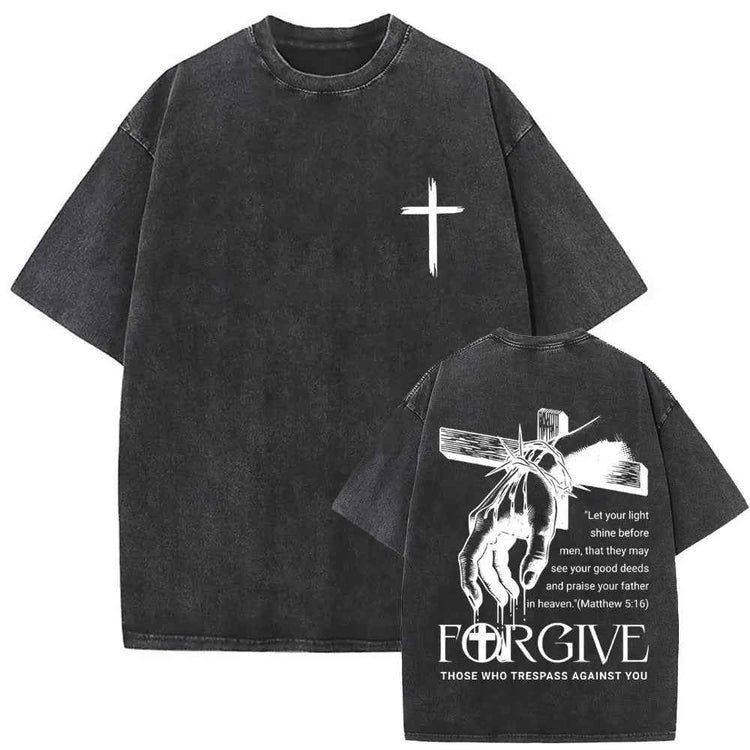 Christian Vintage Washed T-shirt - Jesus Forgive Them Father Design, Perfect Christian Jesus Forgive Them T-shirt