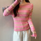 Striped Round Neck Pullover Sweater For Women - Florence Luxe