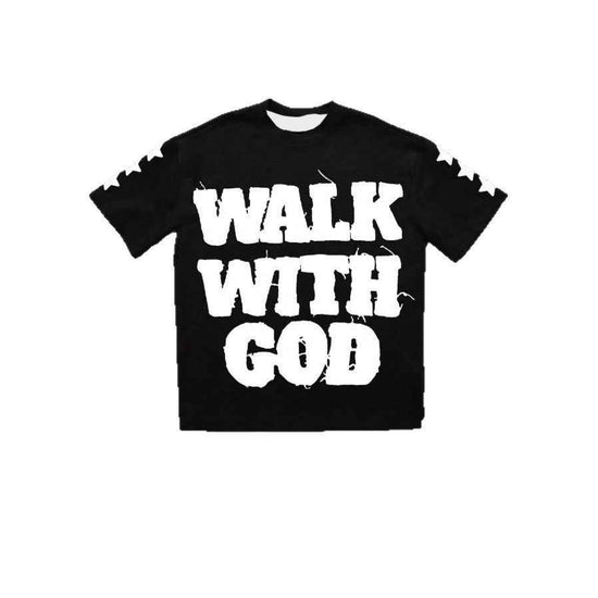 Personality Street Hip Hop Style Letter Pattern T-shirt Retro - Trendy Hip Hop Letter Pattern T-shirt