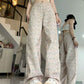 Fashion American Hong Kong Floral Jeans for Women - Stylish Wide Leg Design for Comfort and Versatility
