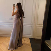 Pleated Satin Evening Dress for Elegant Formal Occasions - Florence Luxe