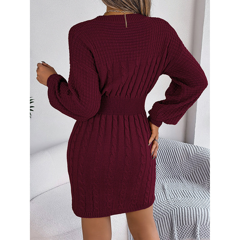 Womens Cut Out Sweater Dress - Long Sleeve Bodycon Mini Dress for Fall and Winter - Florence Luxe