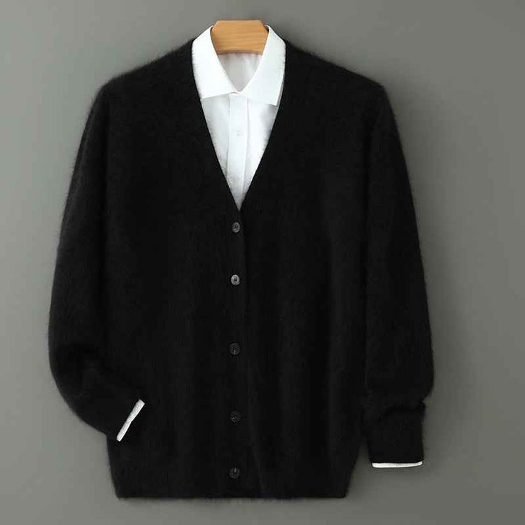 Mink Wool V-neck Sweater for Men - Thickened Loose Cardigan