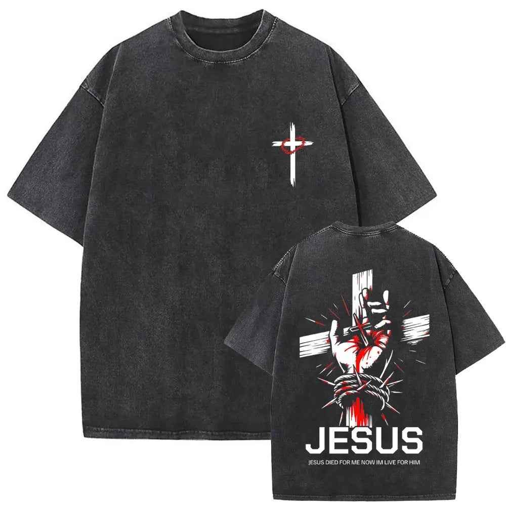 Christian Vintage Washed T-shirt - Jesus Forgive Them Father Design, Perfect Christian Jesus Forgive Them T-shirt