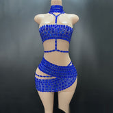 High-end Rhinestone Tube Top Vest and Fashionable Short Skirt - Florence Luxe