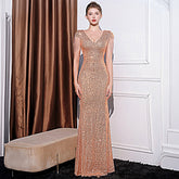 Sequined Slimming Long Dress Women - Flattering Fit for Any Occasion - Florence Luxe