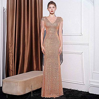 Sequined Slimming Long Dress Women - Flattering Fit for Any Occasion
