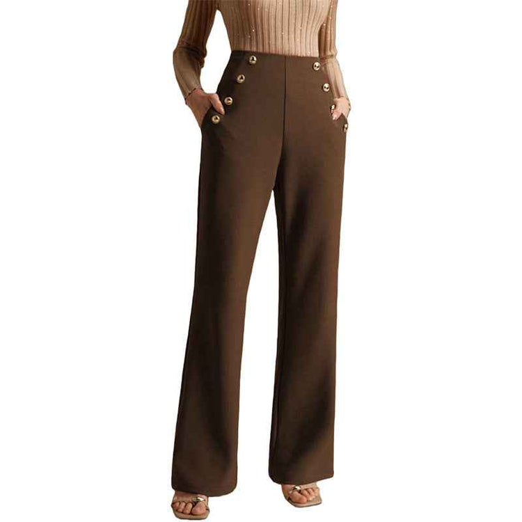 High Waist Flared Pants for Women - Air Slimming Draped Style