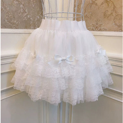 Lolita Princess Bowknot Lace All-matching Base Skirt.