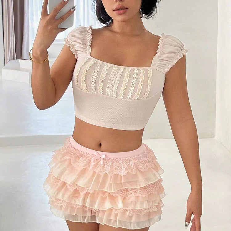 European and American Sexy Lace Bow Shorts with Nine Layers for Ultimate Comfort - Florence Luxe