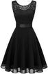 European And American Hollow Waist Solid Color Dress - Sleeveless Lace Hepburn Style