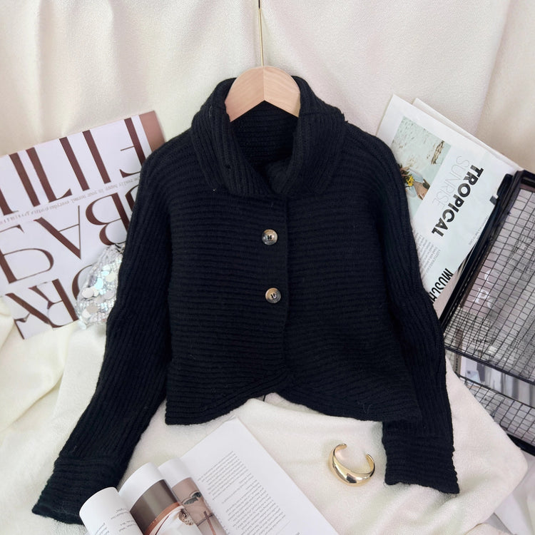 Knitted Cardigan Women - Lapel Single Breasted Casual Irregular Sweater Jacket - Florence Luxe