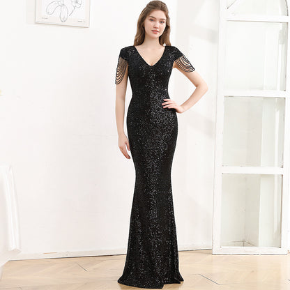 Sequined Slimming Long Dress Women - Flattering Fit for Any Occasion - Florence Luxe