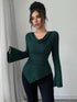 Ribbed Off-the-Shoulder Sweater - Off-the-Shoulder Ribbed Sweater for Effortless Elegance