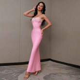 Sleeveless Beaded Long Two-Piece Dress for Women - Stylish Bandage Design