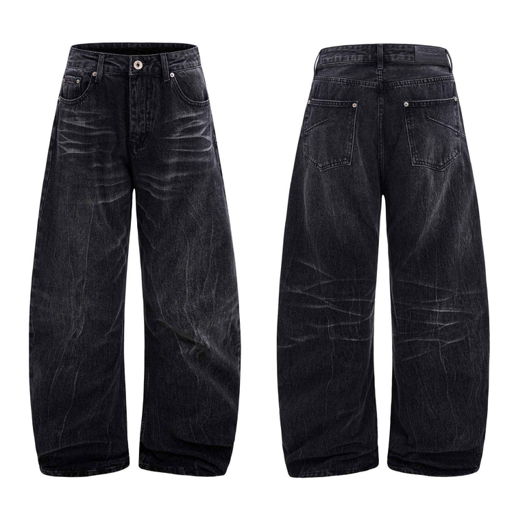 American Washed Old Lightning Crack Jeans