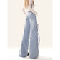 Bow Bandage Jeans for Women Loose-Fitting Wide-Leg Trousers Stylish and Comfortable