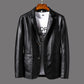 Leather Men’s Autumn Winter Jacket with Thin Lapel for Stylish Comfort - Florence Luxe