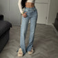 European And American Irregular Waist Design Jeans Casual