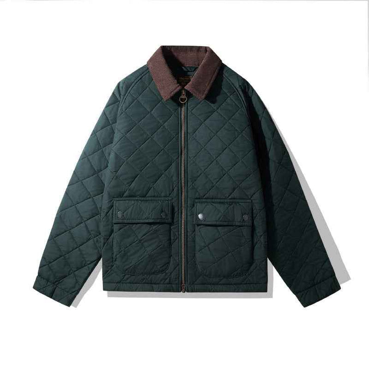 Corduroy Plaid Jacket - Rhombus Cotton-Padded Coat for Ultimate Comfort