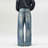 American-style Loose Jeans with Splash Ink Wash - High Street Spider Embroidery Jeans for Effortless Chic