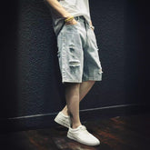 Ripped Denim Outer Wear Fifth Pants - Trendy Ripped Denim Pants for Stylish Outfits - Florence Luxe