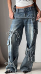 Denim Utility Jeans with Knot - Stylish and Functional Tied Elements - Florence Luxe