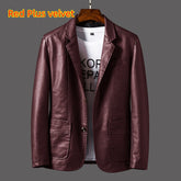 Leather Men’s Autumn Winter Jacket with Thin Lapel for Stylish Comfort - Florence Luxe