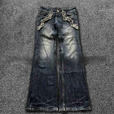 Spring and Autumn Embroidered Flared Jeans - Washed Old All-Matching Pants